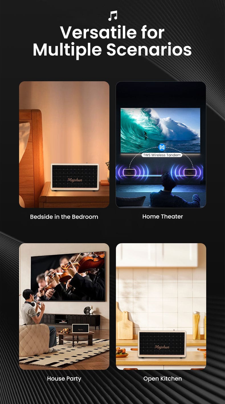 Portable Wooden Bluetooth Speaker MJH-D001 in Living Room Interior